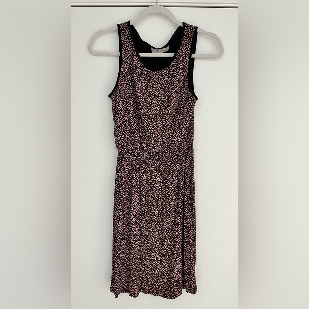 Pink leaf Loft dress, S